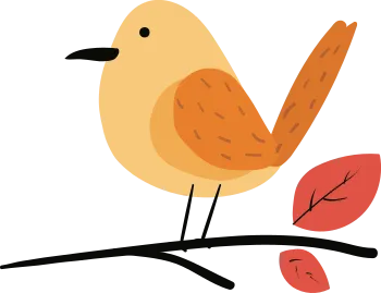 Illustrated bird graphic in the daycare hero section